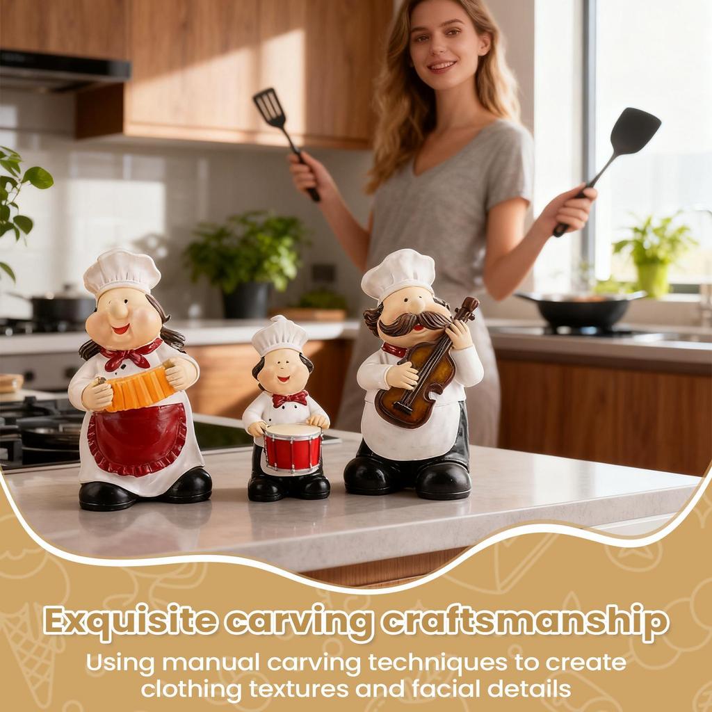Chef Kitchen Decor 3Piece Decorations Holding Instrument Small Kitchen Decor For Home Dining Restaurant Pantry Theme Room Gnome