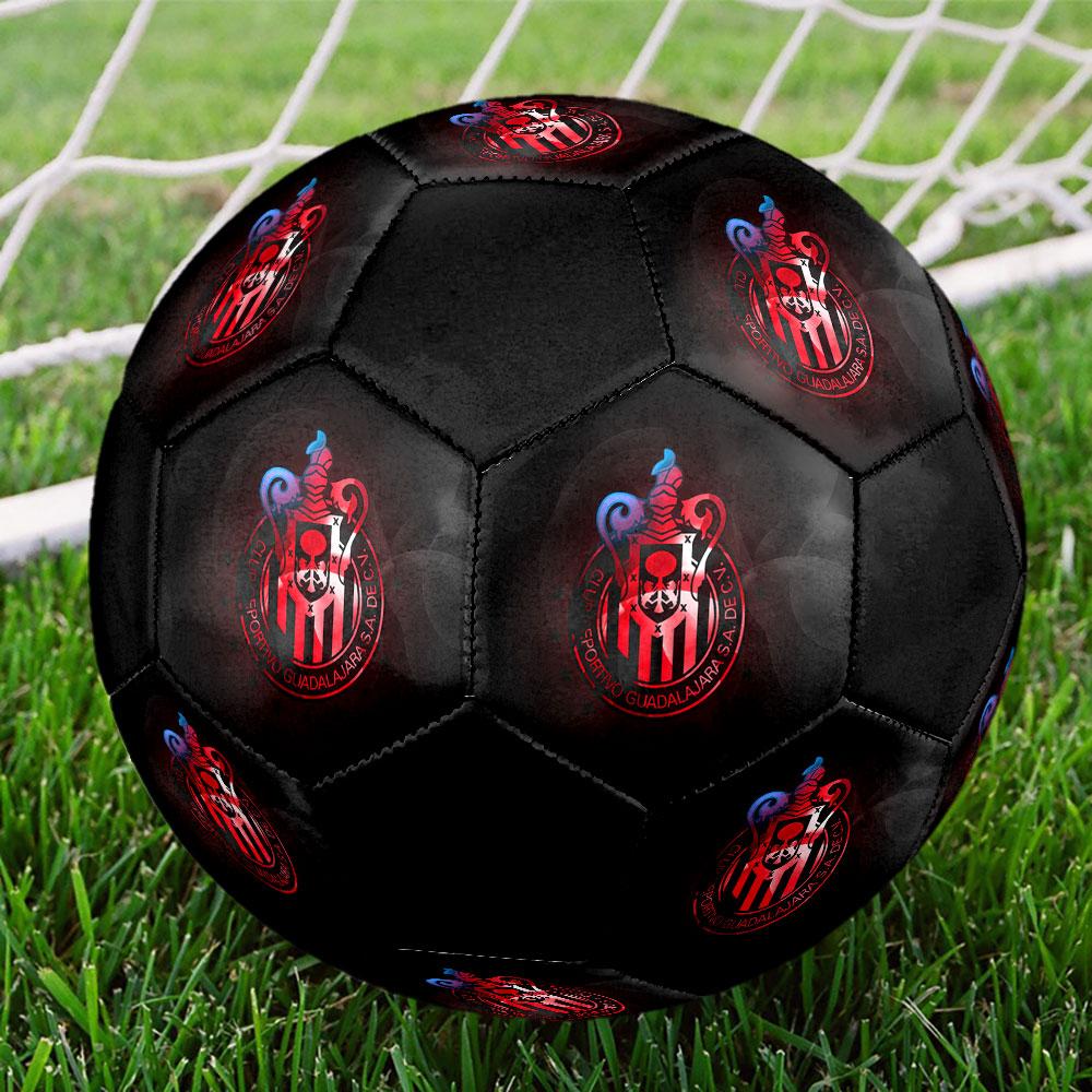 CD Guadalajara Size 5 Soccer Ball, Machine-Stitched PVC, Durable & High Bounce, All Ages Fit, fan merchandise, matches & outdoor use.