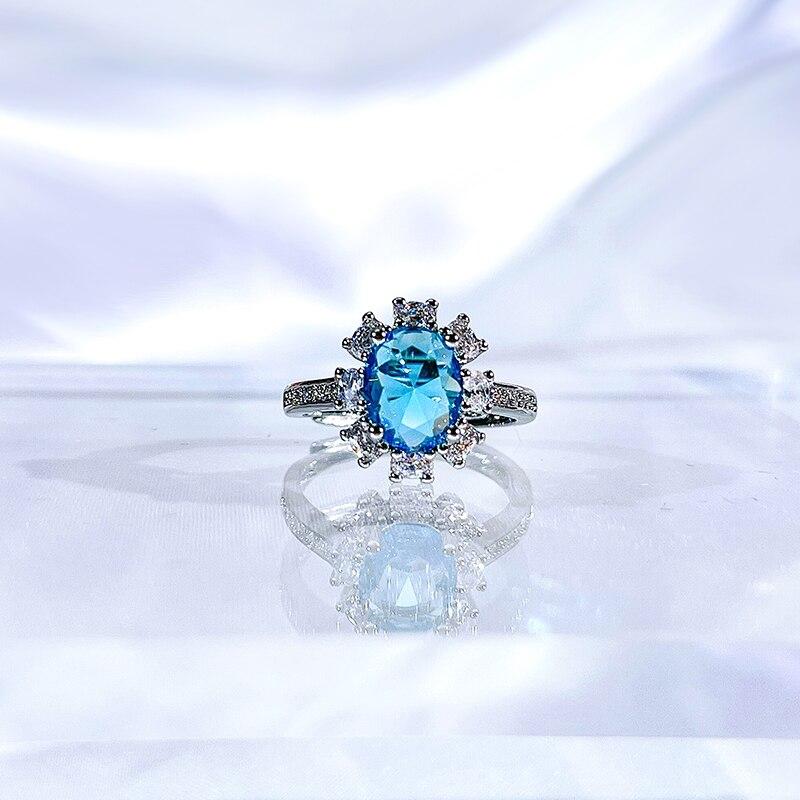 

BELLA BOX Обручальные кольца для женщин с открытой регулировкой, изысканные ювелирные изделия, подарок небесно-голубой