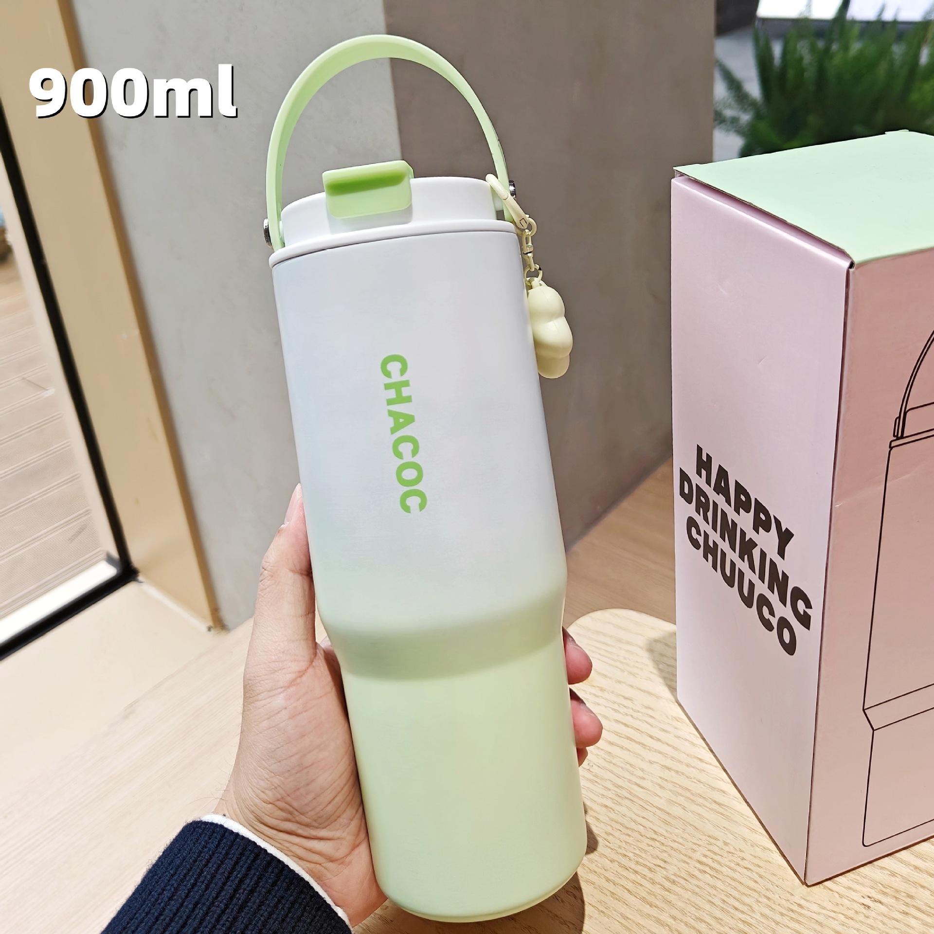 Leakproof Insulated Cup 30oz Large Capacity Stainless Steel Travel Mug with Handle & Straw Lid | Office & Travel Essential 900ml