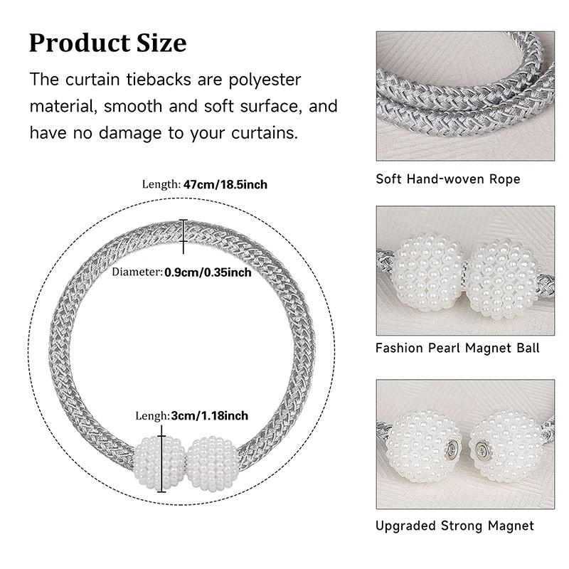 2 adet inci manyetik perde klipsi perde tutucular geri kravat toka klipleri asılı top toka kravat arka perde dekor aksesuarları