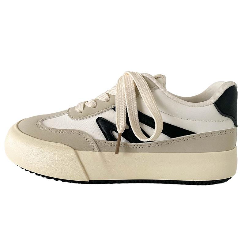 G1397 latex insole/platform German training shoes women's retro round head Hong Kong style white shoes casual board shoes 2025 new