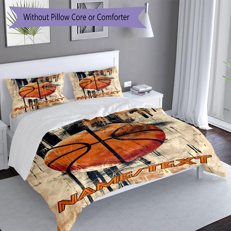 3PC Custom Name "Dynamic Basketball Artwork" Bedding Set Printed Bedding Set Duvet Cover Closure Includes 1 Duvet Cover & 15 Pillowcases for Bedroom