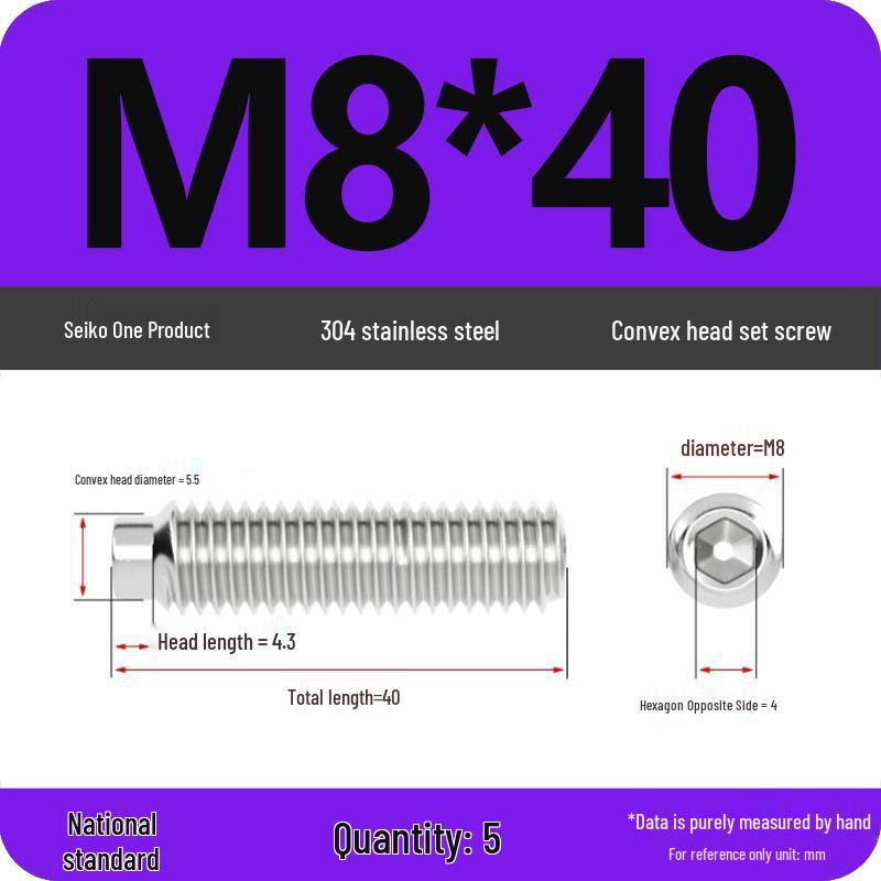 304 Stainless Steel Cup Point Grub Screw - Sizes M3 To M10
