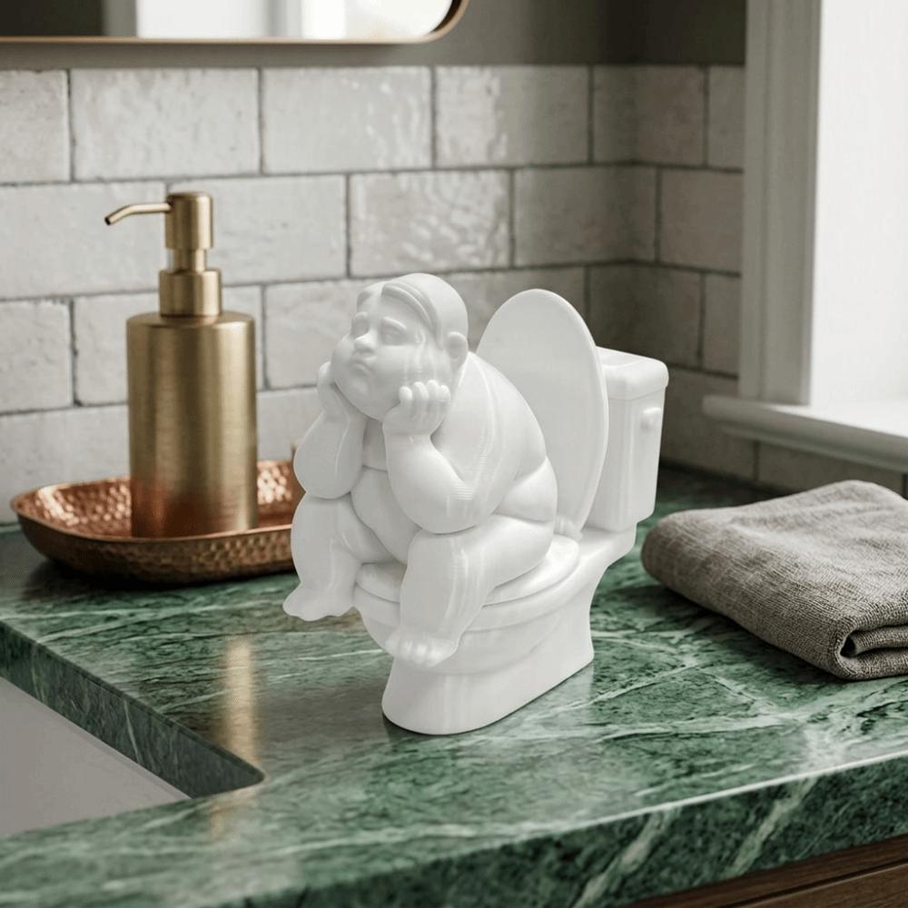 Lustige Badezimmer-Denker-Statue Niedliches kleines Schreibtisch-Ornament Toiletten-Denker-Figur Heim-Büro