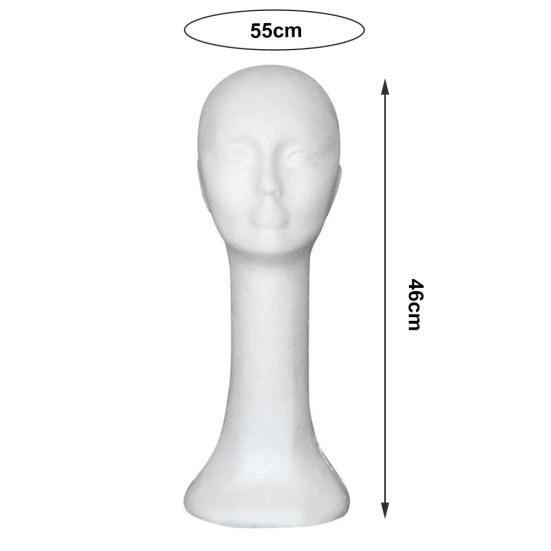 Hodemodell Abstrakt Lang Hals Skum Kvinne Mannequin Parykk Hatt Briller Utstillingsstativ Modell