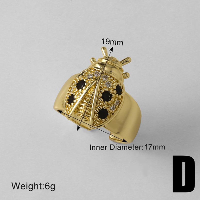 Simple Bee Statement Women Rings Copper Gold Plated Beetle Insect Open Wide Ring  Jewelry