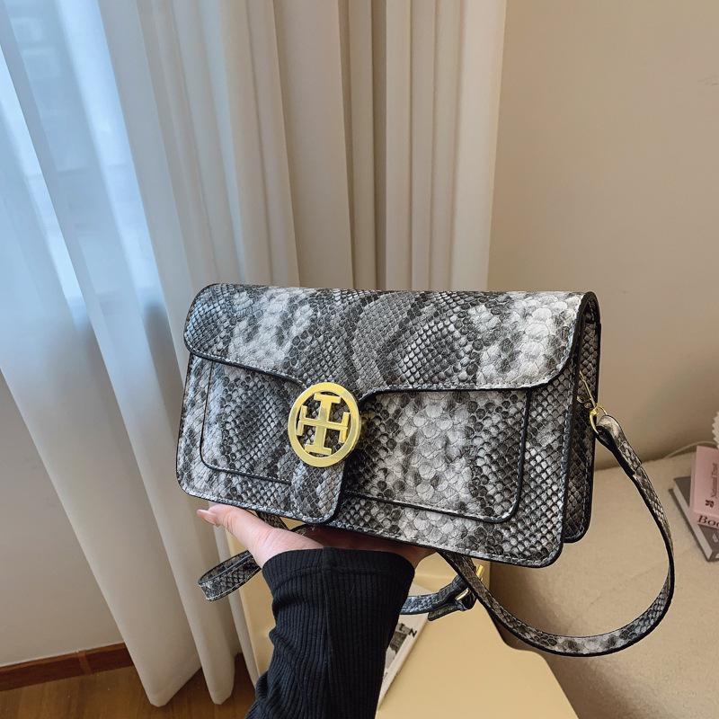 Stilvolle Retro Schlangenleder Textur Ketten Crossbody Tasche - Damen Vielseitige Kleine Quadratische Schultertasche