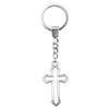 Gothic Floral Cross Keychain Religious Theme Pendant Key Ring 30mm Ring