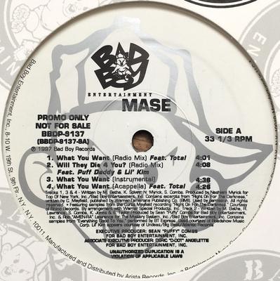 12inch Record TOTAL MASE  What You Want  Will They Die 4 U BBDP9137 Bad Boy Enterta 1997 US Rap  HipHopRB Used