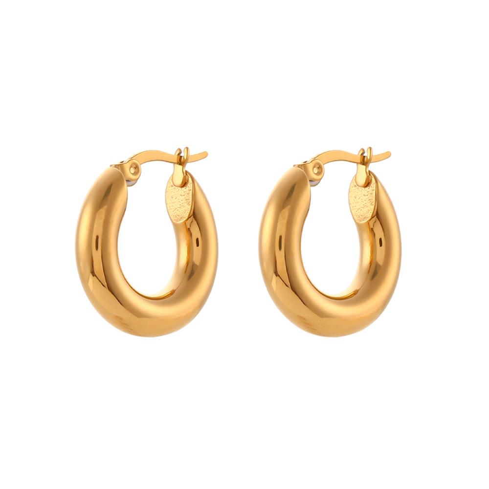 Minimalistischer Schmuck 18K Vergoldeter Edelstahl 20mm 25mm 30mm Creolen für Damen