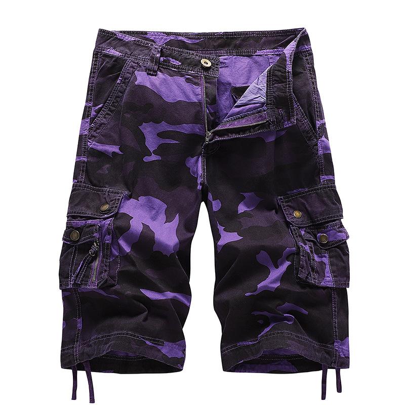 Herren Tarnung Cargoshorts Mehrere Taschen Taktisch Locker Kordelzug Saum Lässig Outdoor Wandern Sommer Militärstil Kurze Hosen