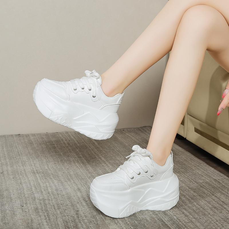 Fashion Thick Sole Tennis Women Sneakers Casual Lace Up Wedge Dad Shoes Outdoor Fashion Sports Keep Warm Optional Velvet Lining Sneaker