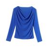 Herbstmode Vielseitiges Rundhals Glänzendes Seide Langärmliges Mesh Basishemd für Damen Slim Fit Pullover Top T-Shirts Damen