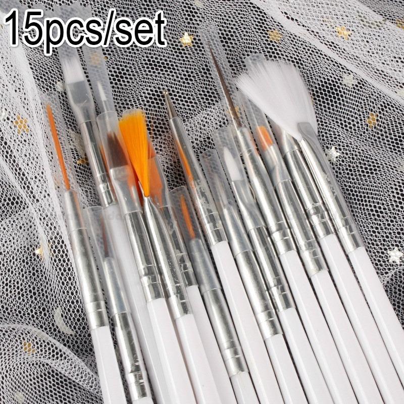 15Pcs/Set Fashion Professional UV Gel Manicure Painting Pen Kit Nail Art Tool Drawing Brush