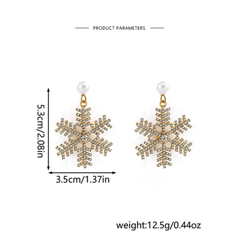 Pendant Crystal Imitation Pearl Snowflake Luxury Fashion Earrings for Women Christmas Party Jewelry Gifts
