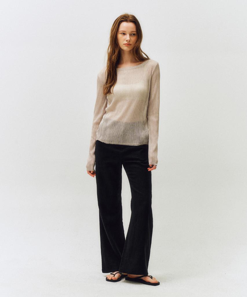 CITTA Classic Loose Fit Linen Bootcut Pants_Ctb546 (Black)