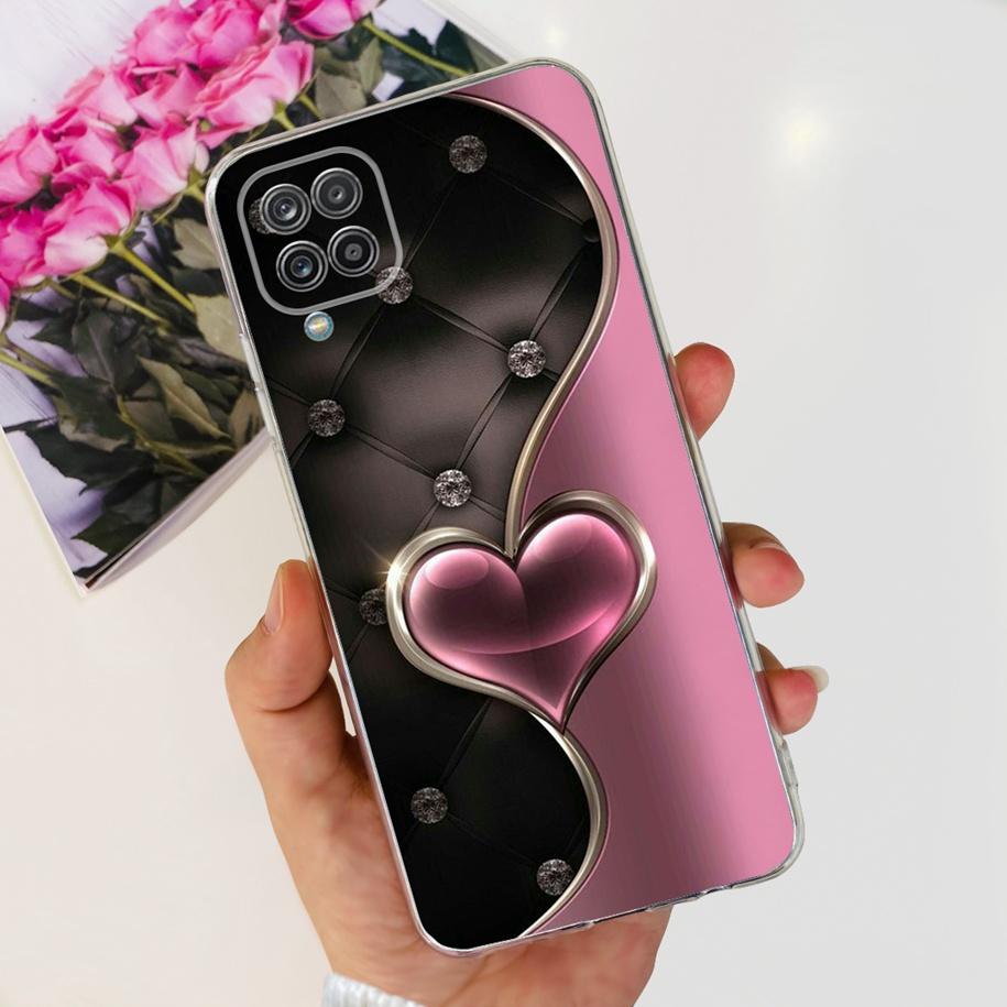 For Samsung Galaxy A12 Case Transparent Cover Fashion Flower Slim Soft TPU Phone Case For Samsung A12 SM-A125F M12 F12 A 12 Capa