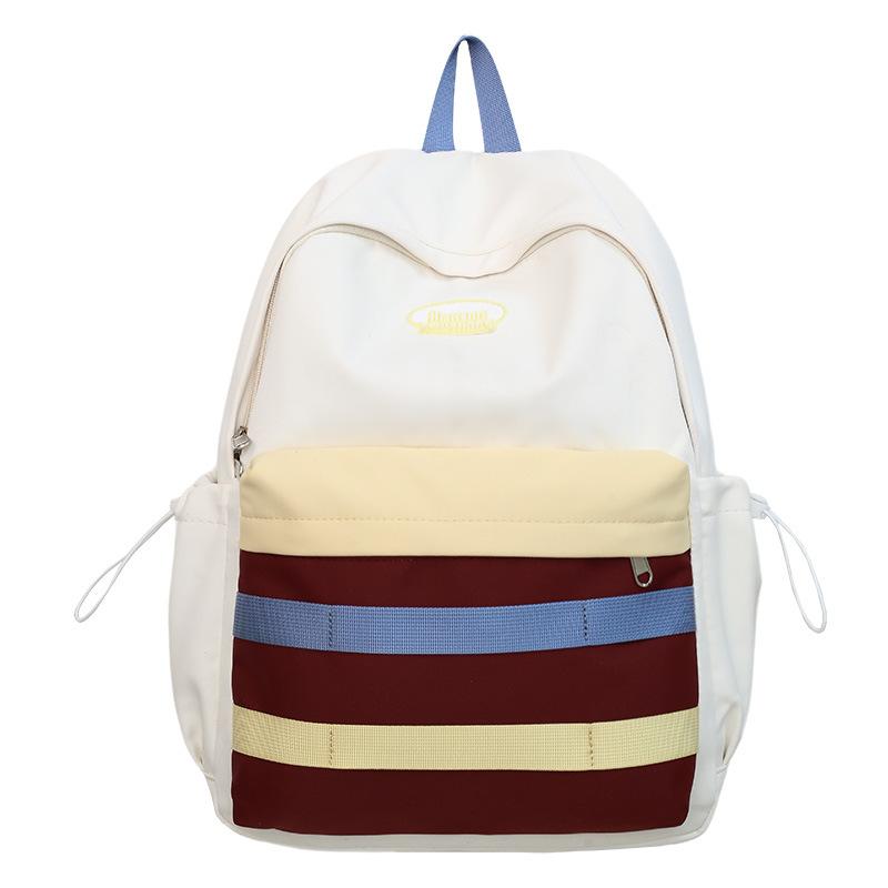

Летний новый рюкзак в японском стиле с высокой стоимостью, в стиле Инс, в полоску с цветными блоками, для женщин, в студенческом стиле, с двойными плечевыми лямками Small(26*13*34cm) жёлтый