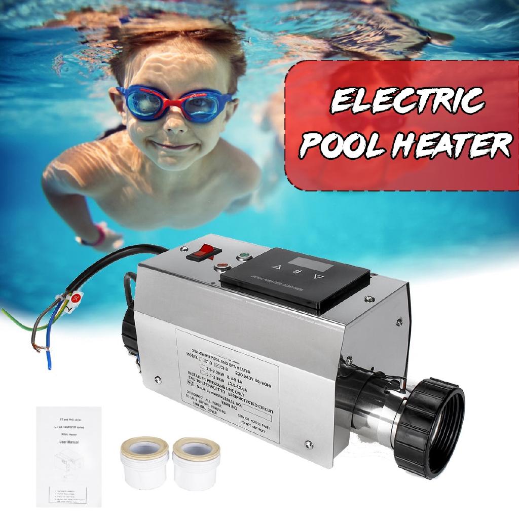 220V 50/60Hz Pool Heater Electric Swimming Pool and SPA Bath Heating Tub Water Heater Thermostat Swimming Pool Accessories 3KW