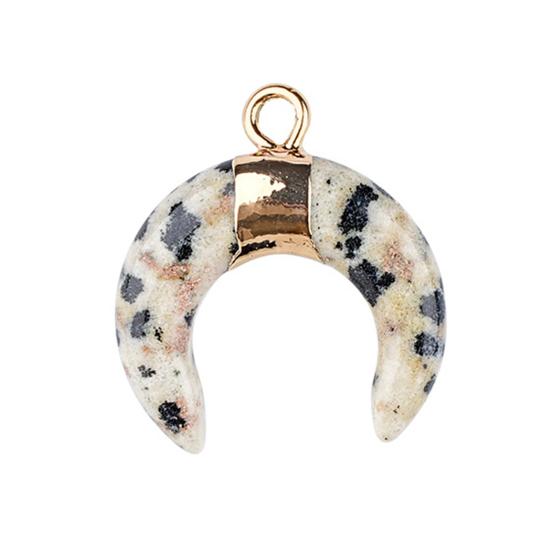 DIY Pendant Gold-Plated Edging Crescent Horn Design Natural Imitation Crystals Jade Necklace Bracelet Earrings Charm DIY Jewelry Making Accessories
