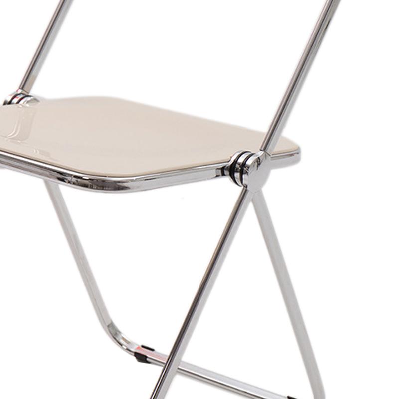 Acrylic Folding Chair Electroplated Silver Legs Folding Dining Chair Clothing Store Photograph