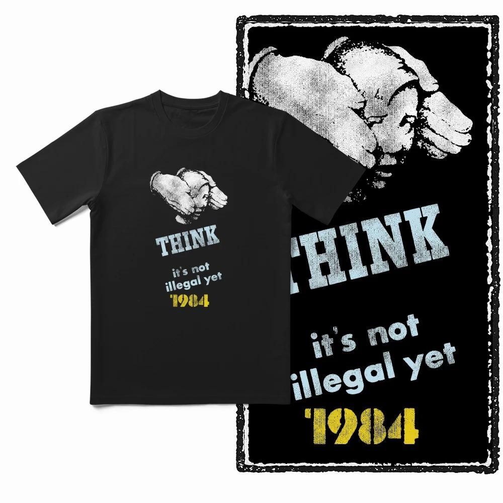 2026 Coolmind U0014-T2 1984 Graphic Print Unisex T Shirt O-Neck Loose Tshirt Men Women Cotton Tee Shirts