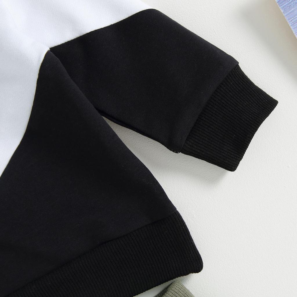 0-3 ani Copii mici băieți 2 buc. seturi de pantaloni casual cu mâneci lungi, culori contrastante, topuri, seturi de pantaloni cu șnur