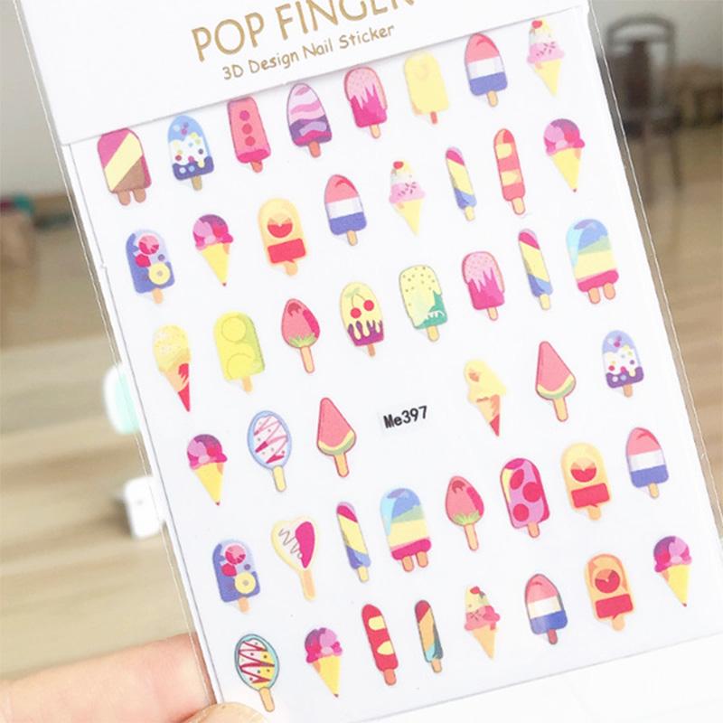 Children's Cute Nail Sticker Summer Fruits Design Cartoon Self-adhesive Waterproof Nail Art DIY Sticker for Kids Gift