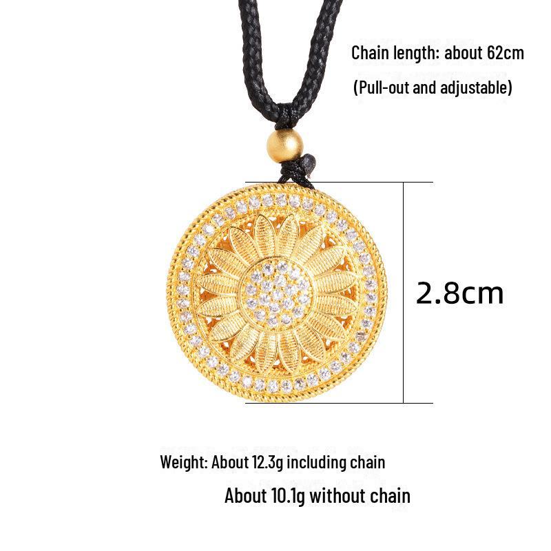Ancient Gold Sand Eight-Treasure Compass Blessing Necklace - Chinese Retro Copper Alloy Jewelry
