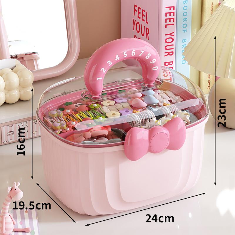 Girl Hair Accessories Storage Box Portable Makeup Organizer Jewelry Storage Box for Hair Ties Hairpin Earring Bracelet Necklace