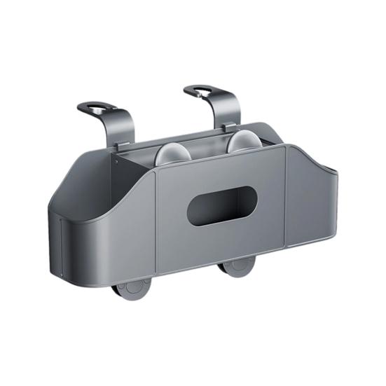 

Car Backseat Organizer with Tissue Box Automotive Seat Headrest Multifunctional Universal Cup Holder Hanging Storage Box сірий