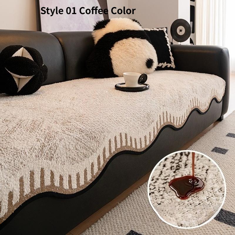 Anti Slip and Oil Proof Sofa Cushion Black White Thick Breathable Sofa Cover Chenier Non Slip Sofa Armrest Towel Backrest Towel Home Art Decoration