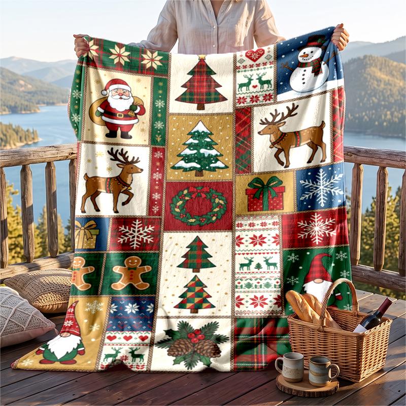 Christmas Flannel Throw Blanket Soft Warm Cozy For Sofa Bed Indoor Home Use Great Holiday Gift