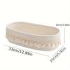 Boho White Khaki Rectangular Tassel Storage Basket Polyester Rope Open Top Organizer For Living Room Bedroom Bathroom Storage