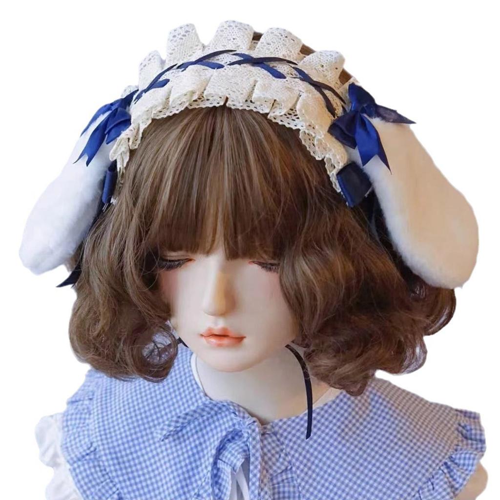 Gothic Lace Hairhoop for Girls Lolita Style Anime Rabbit Ear Headband Cosplay Costume Party Headdress ComicShow Headwear