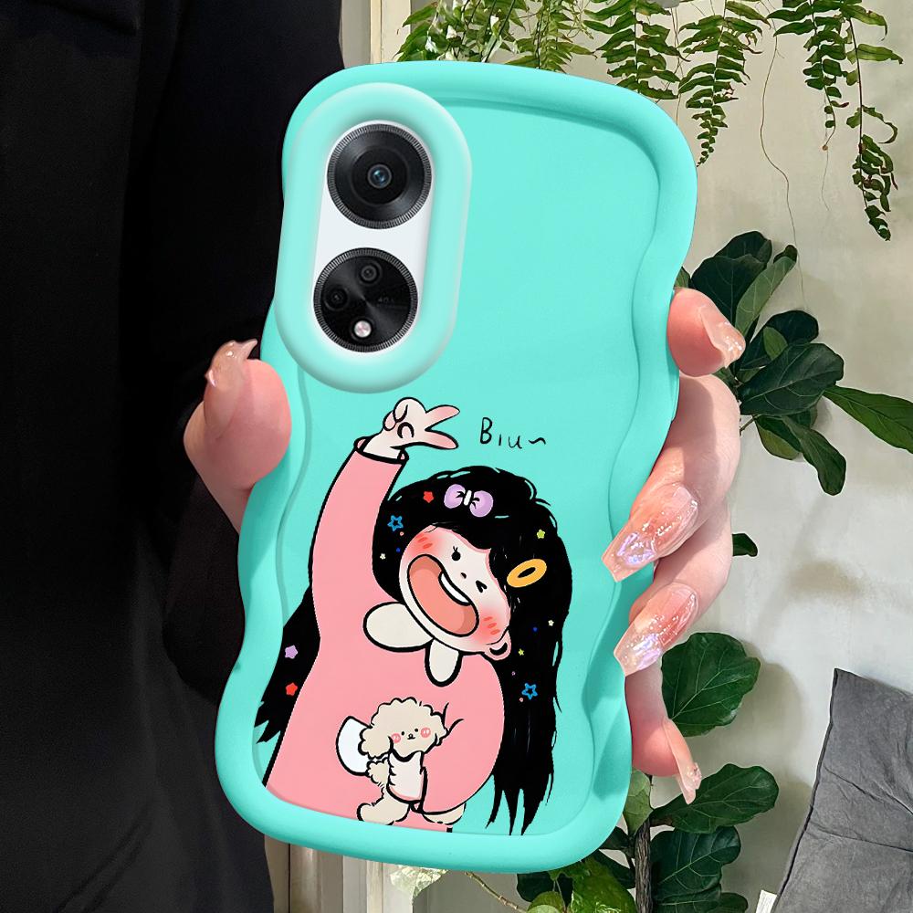 

Окрашенный узор Big Wave Edge Мягкий силиконовый материал Macaron чехол для телефона противоударный защитный резиновый чехол для OPPO Reno Realme OPPO F21 Pro синий