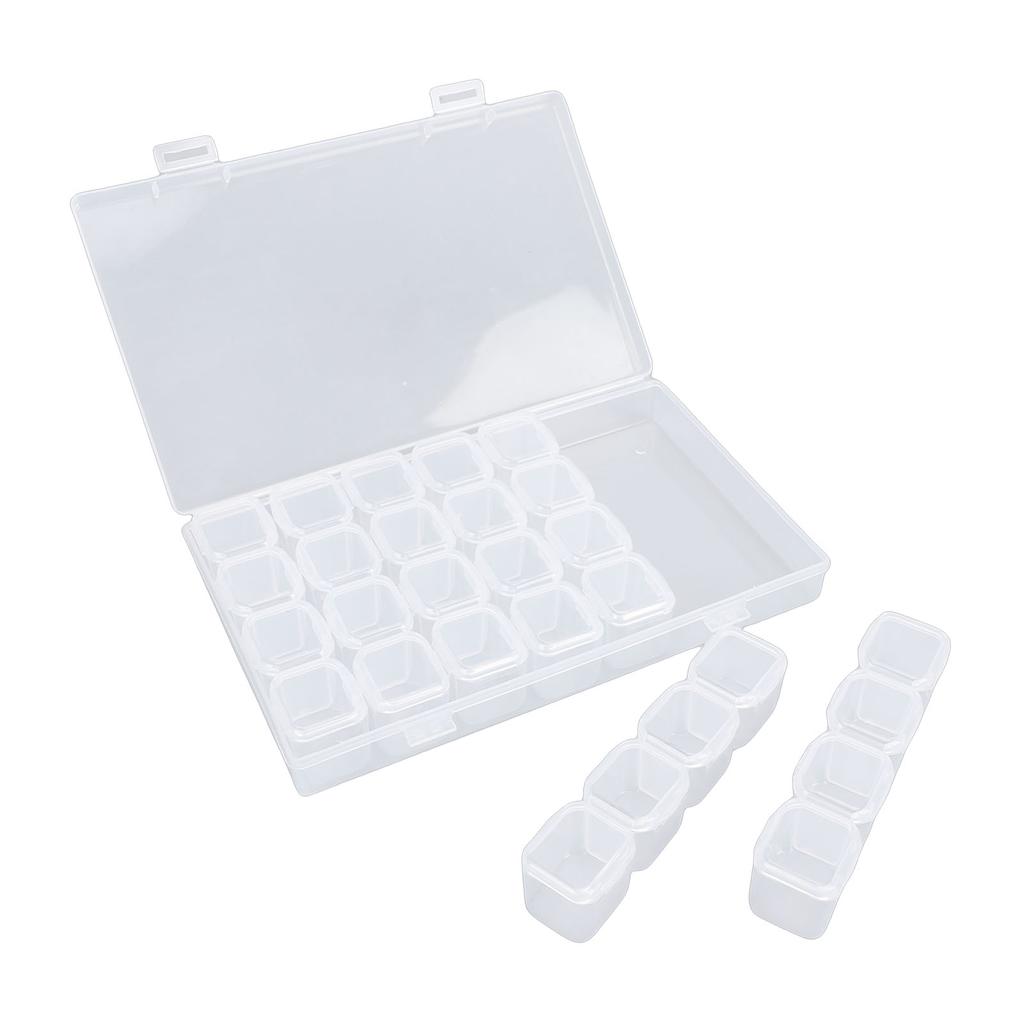 28 Compartments Nail Art Tool Box Transparent Jewelry Accessories Nail Tool Organizer with Snap Closure