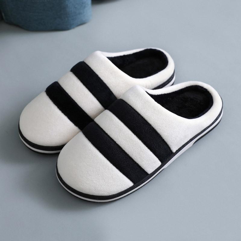 Men's and Women's New Cotton Slippers Non-slip Household Warmth Couples Plus Velvet Autumn and Winter Floor Home Cotton Slippers