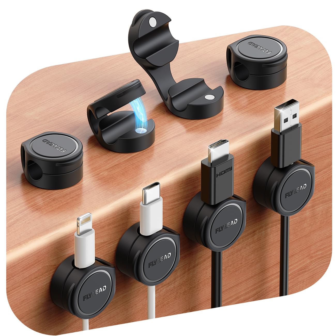 

[Set of 8, Magnetic] Cable Holders, Cable Clips, Cable Management, Smooth Cable Adjustment, Cord Holder, Desk, USB Cable Storage, Strong Adhesive,