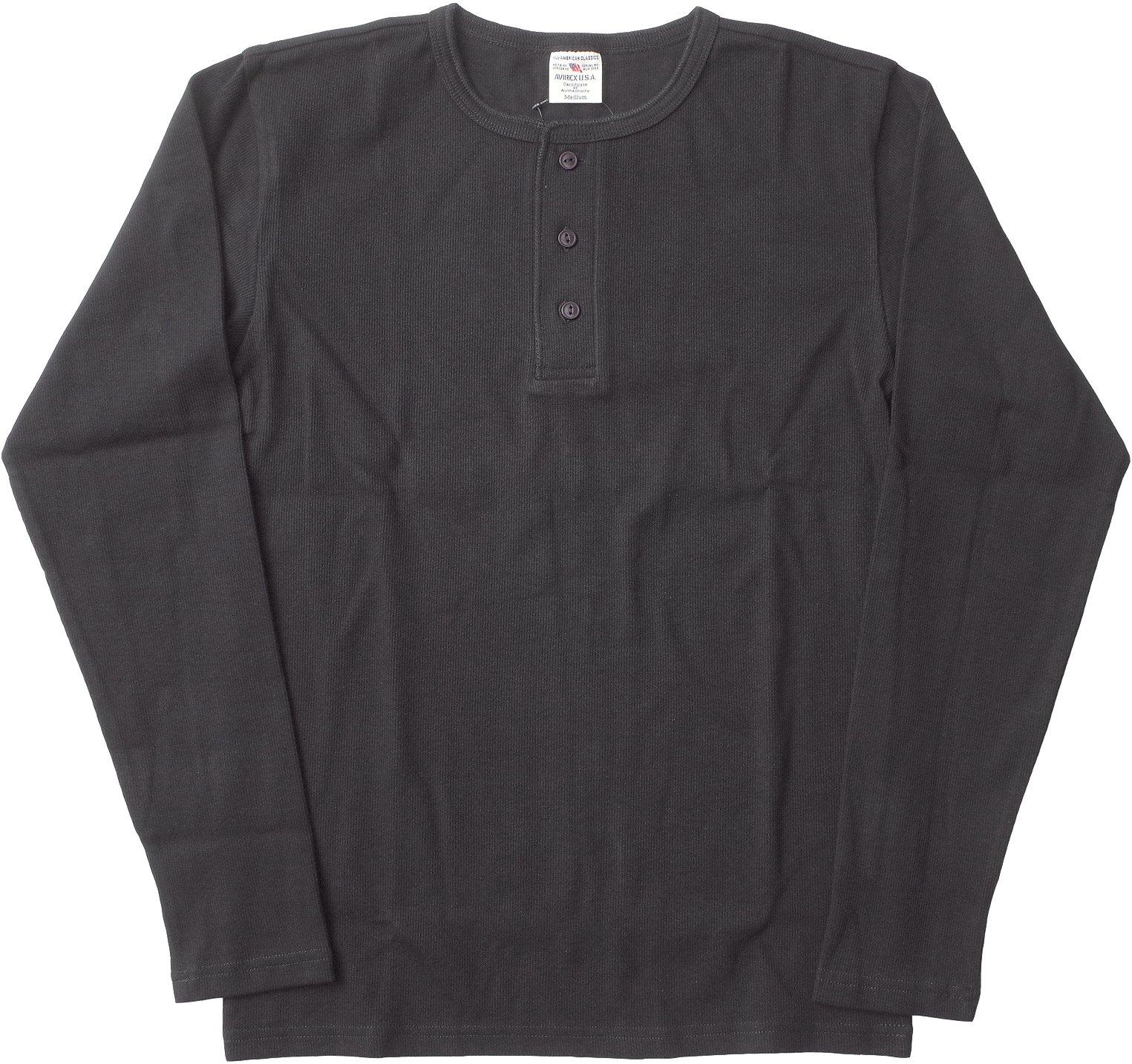 Avirex Daily Henley Neck Long Sleeve Size 6153482 T-Shirt, L, Black, чёрный