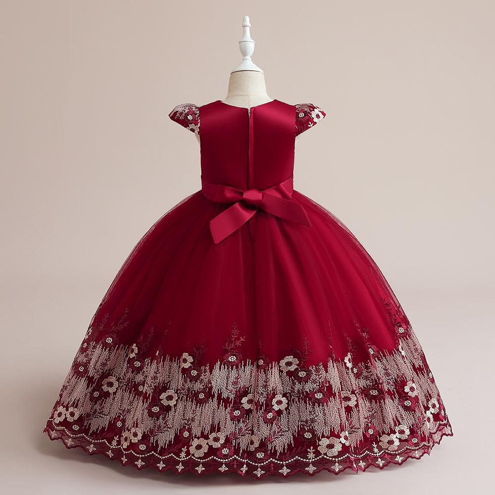 Fluffy Tulle Christmas Girls Dresses Formal Embroidery Bridesmaid Wedding Princess Kids Party Dress for Girl Costume Birthday Gown