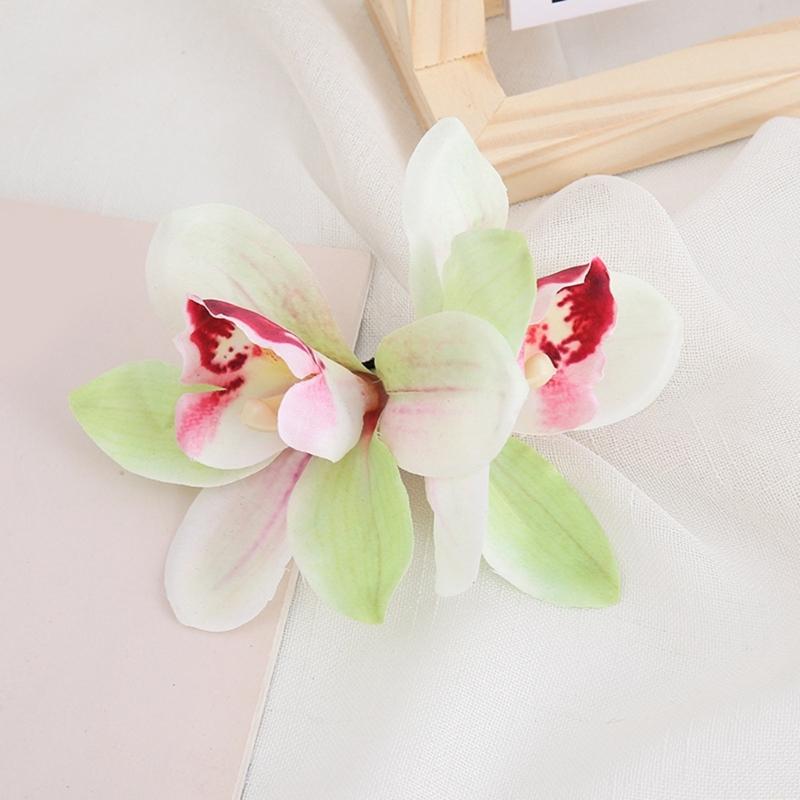 Bohemian Style Hairpin Double Large Artificial Cymbidium Flower Hair Clip For Women And Girls Fashion Accessory