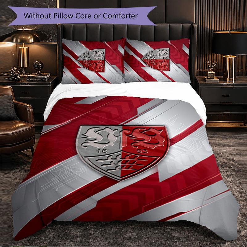 Biancheria da letto a tema VfB Stuttgart Set 3 Pezzi Copripiumino Biancheria da letto Decorativa per Camera Adolescenti Decorazione Casa