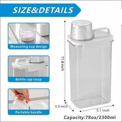 1100/1800/2300Ml Refillable Laundry Detergent Dispenser Empty Tank for Powder Softener Bleach Storage Container with Labels