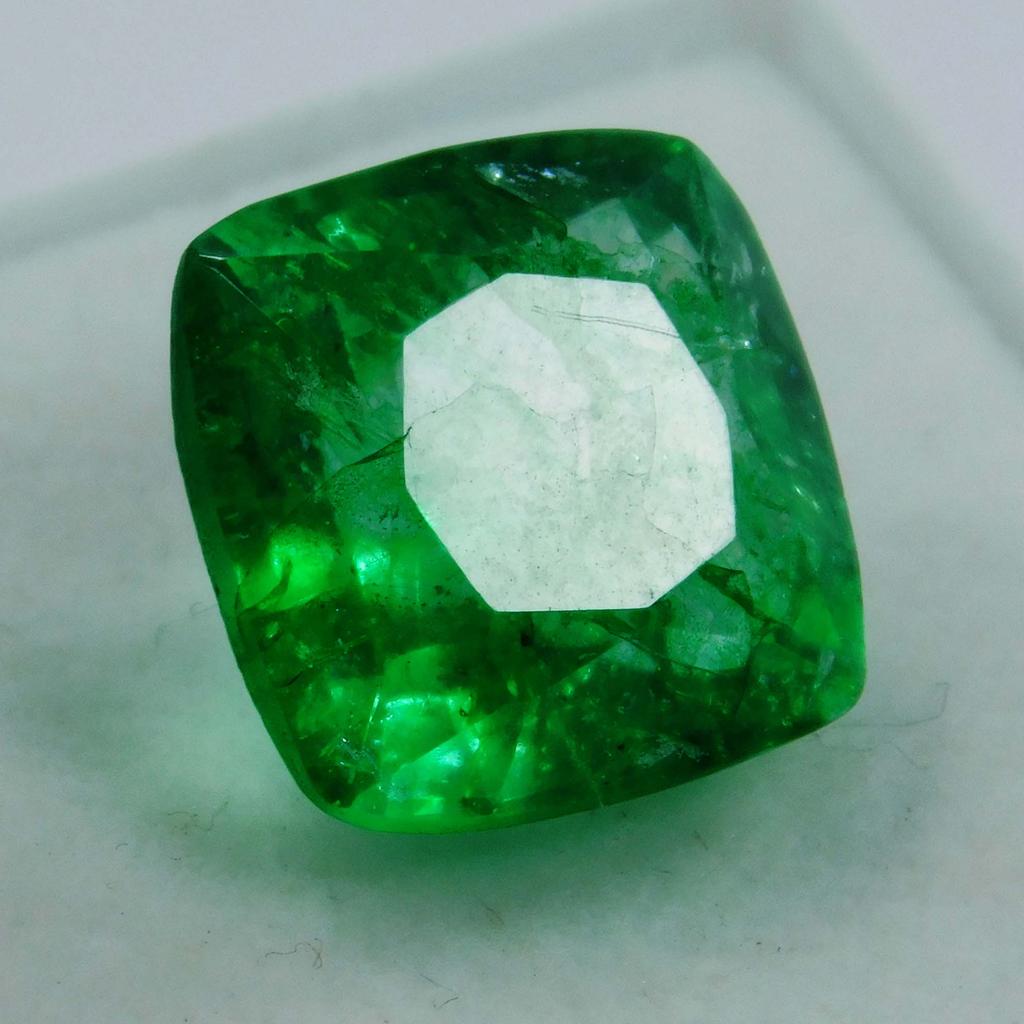 7 Ct Natural CERTIFIED Emerald Square Cushion Cut Green Colombian Loose Gemstone A-5895