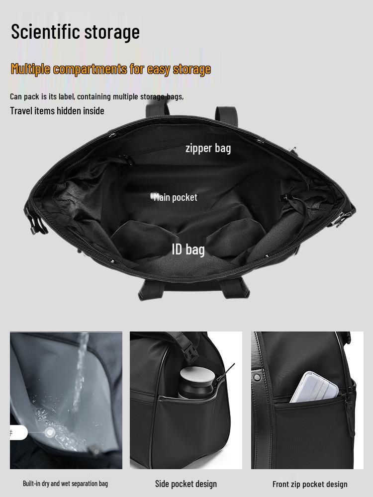 Men's Large Capacity Oxford Cloth Travel Bag for Business and Casual Use with Wet/Dry Separation