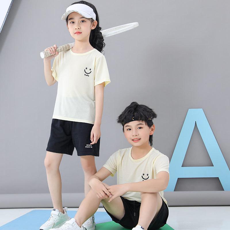 2023 Summer Kids Short Sleeve Ice Silk T-Shirt - Boys & Girls Casual Wear