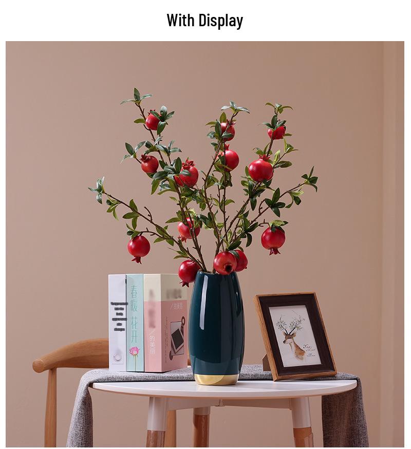 Artificial Pomegranate and Persimmon Fruit Flower Branch for Living Room or Entryway Decor