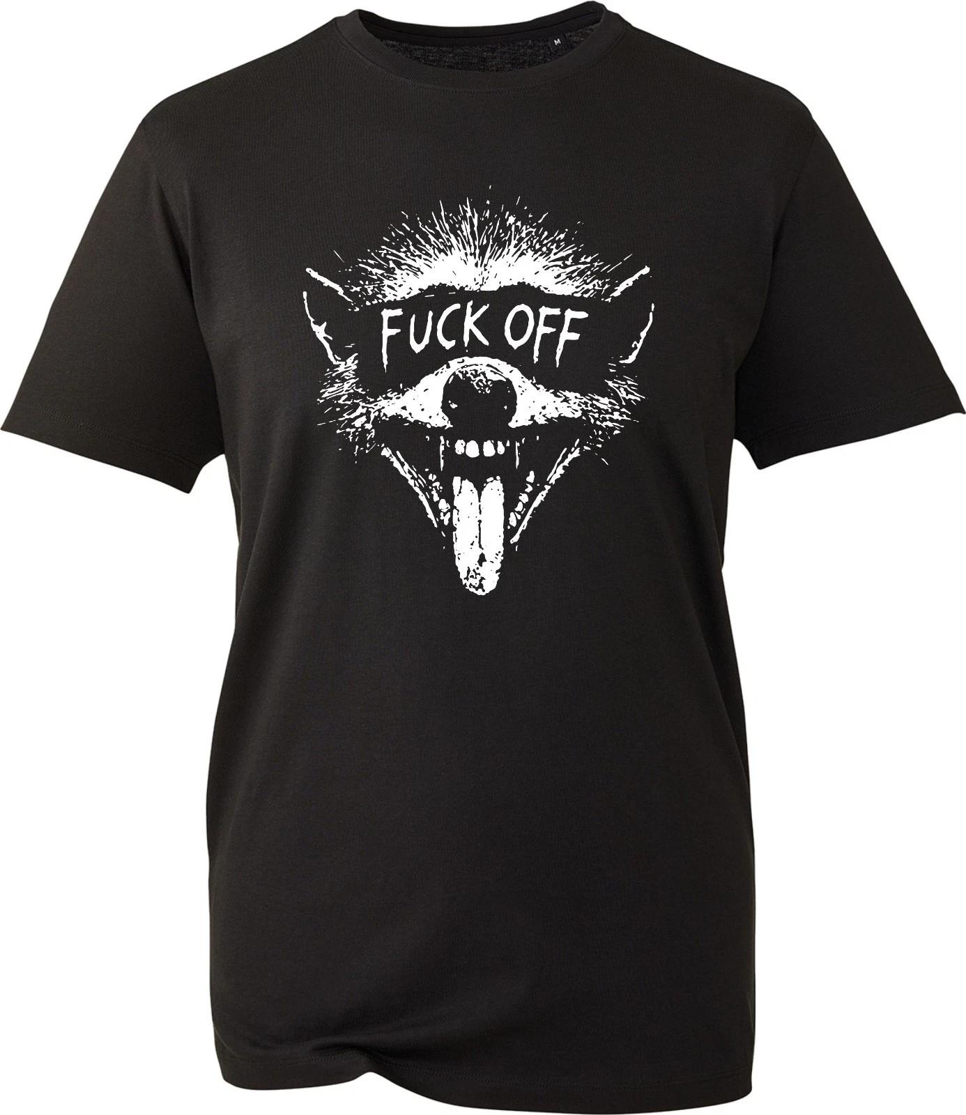 Snarling Wolf Graphic Funny Offensive F**k Off Slogan Adults Mens Unisex T-Shirt XL